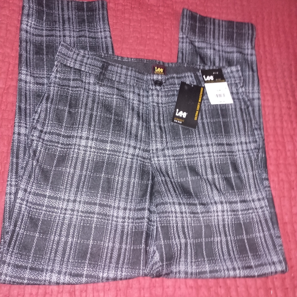 New W/tags Size 10 Lee Gray Dress Pants with Classic Plaid Design